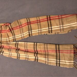 Cejon Tan and Red Plaid Scarf